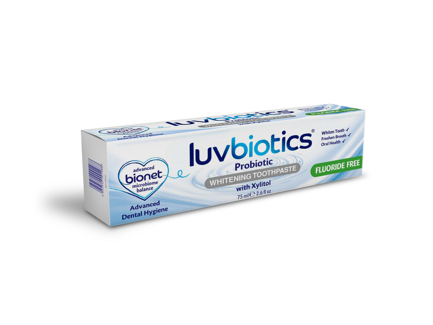 Luv Biotics Fluoride Free Whitening Toothpaste with Oral Probiotics, Xylitol & Aloe Vera – 75ml