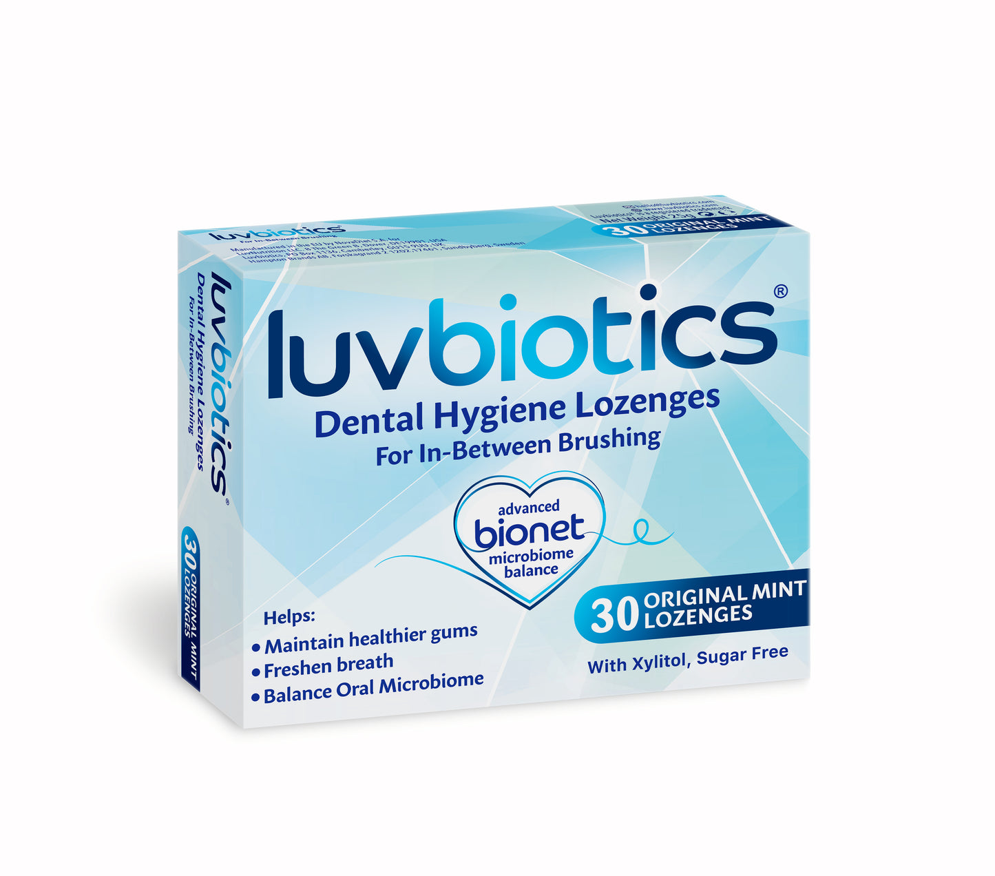 Luv Biotics Original Mint Lozenges with Oral Probiotics, Xylitol & Aloe Vera – 30 Lozenges