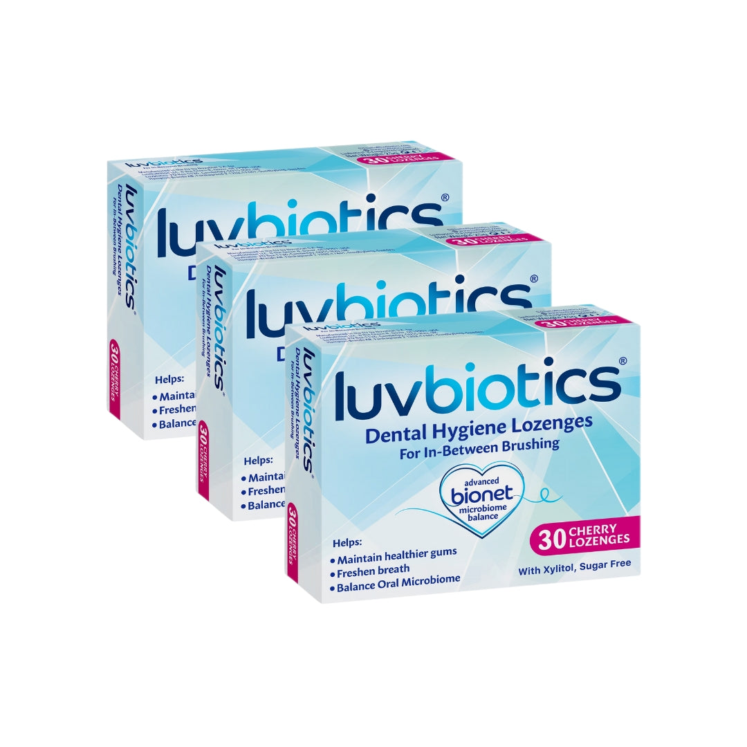 Luv Biotics Cherry Lozenges with Oral Probiotics, Xylitol & Aloe Vera – 3 x 30 Lozenges