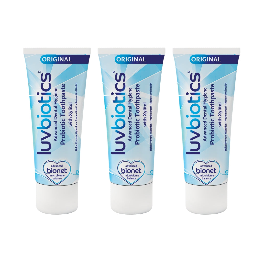 Luv Biotics Original Toothpaste with Oral Probiotics, Xylitol & Aloe Vera – 3 x 75ml