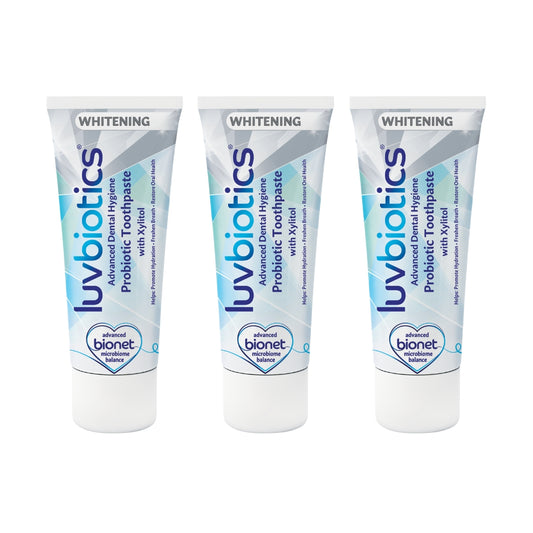 Luv Biotics Whitening Toothpaste with Oral Probiotics, Xylitol & Aloe Vera – 3 x 75ml