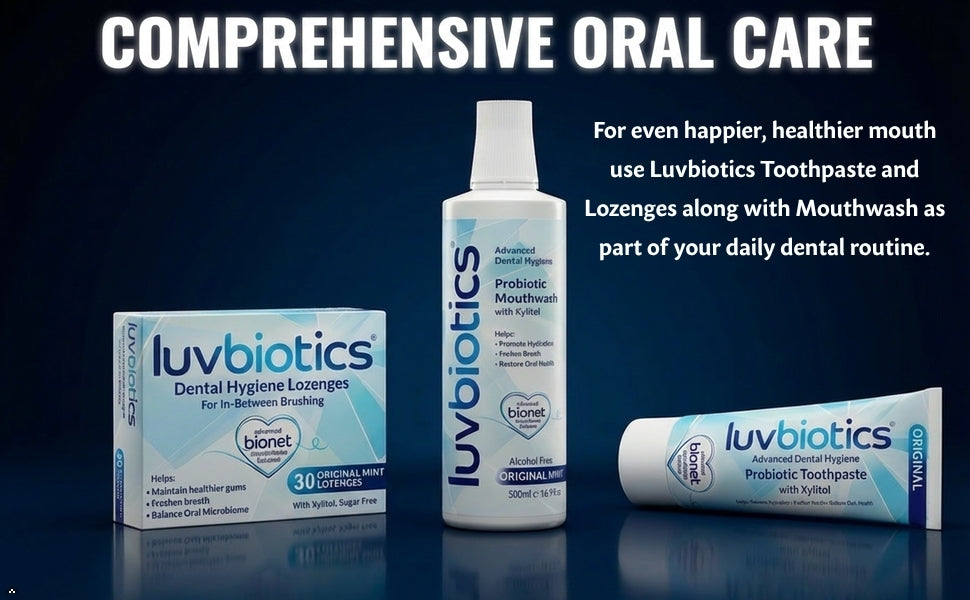 Luv Biotics Original Mouthwash with Oral Probiotics, Xylitol & Aloe Vera - 500ml