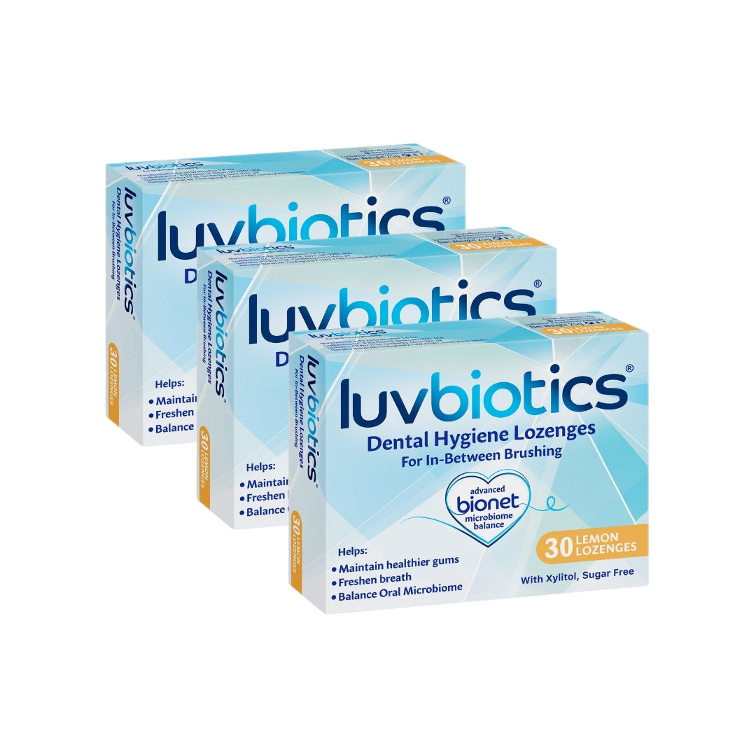 Luv Biotics Lemon Lozenges with Oral Probiotics, Xylitol & Aloe Vera – 3 x 30 Lozenges