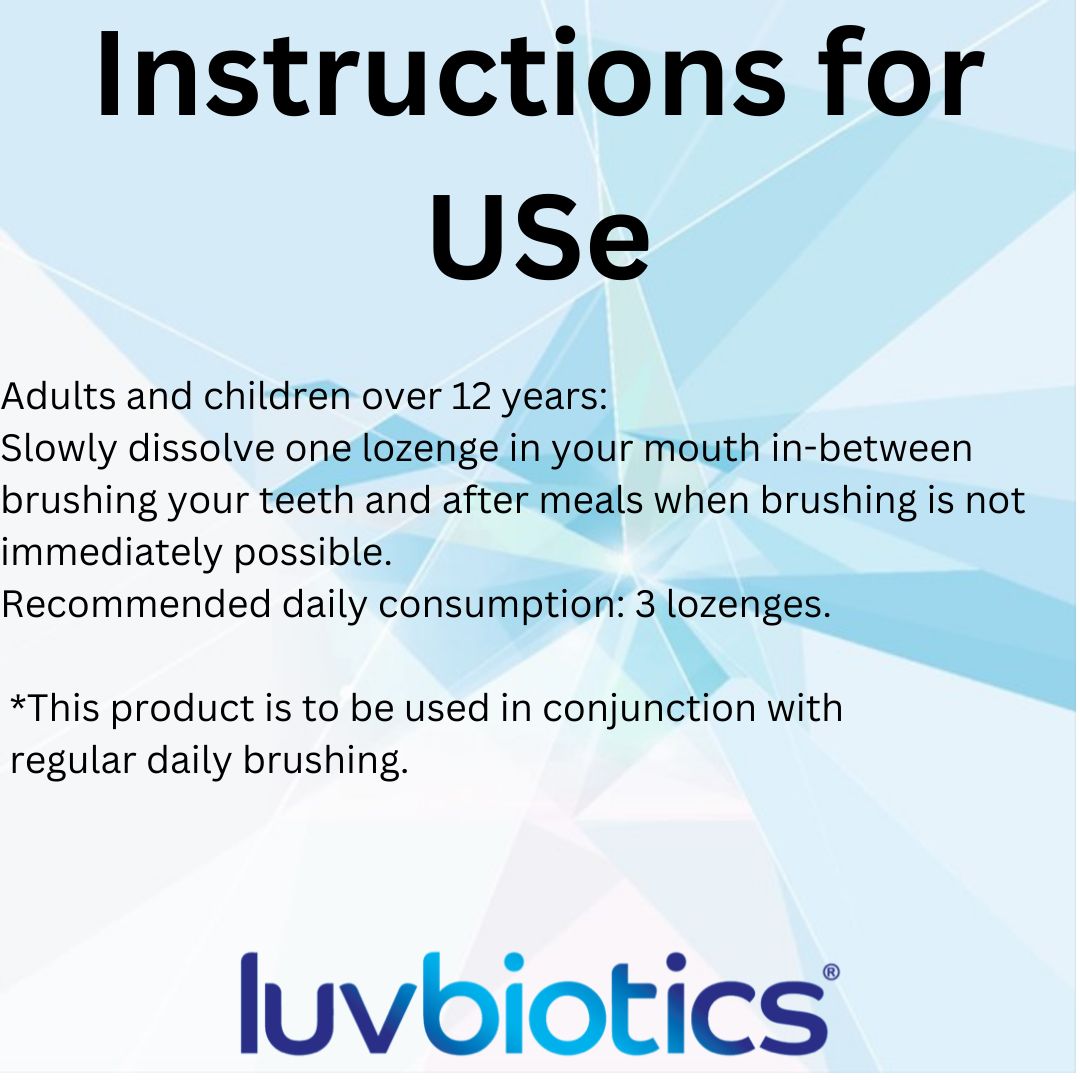Luv Biotics Original Mint Lozenges with Oral Probiotics, Xylitol & Aloe Vera – 3 x 30 Lozenges