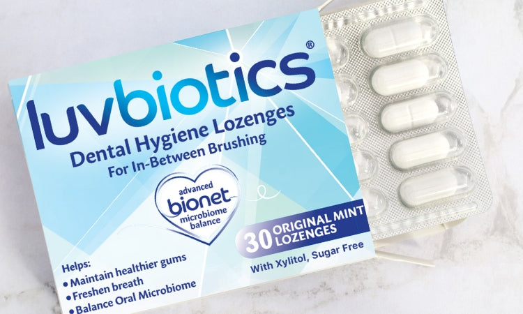 Luv Biotics Original Mint Lozenges with Oral Probiotics, Xylitol & Aloe Vera – 3 x 30 Lozenges