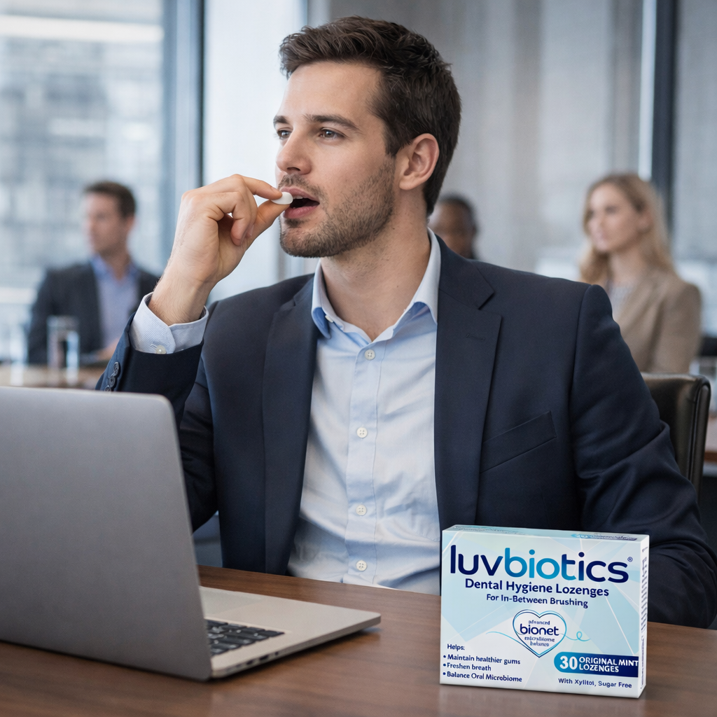 Luv Biotics Original Mint Lozenges with Oral Probiotics, Xylitol & Aloe Vera - 3 x 30 Lozenges