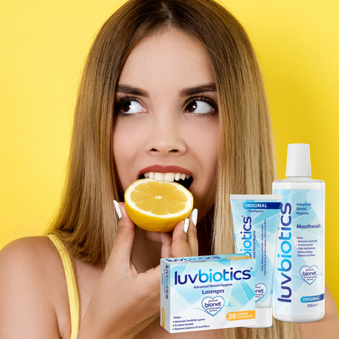 Luv Biotics Lemon Lozenges with Oral Probiotics, Xylitol & Aloe Vera – 3 x 30 Lozenges