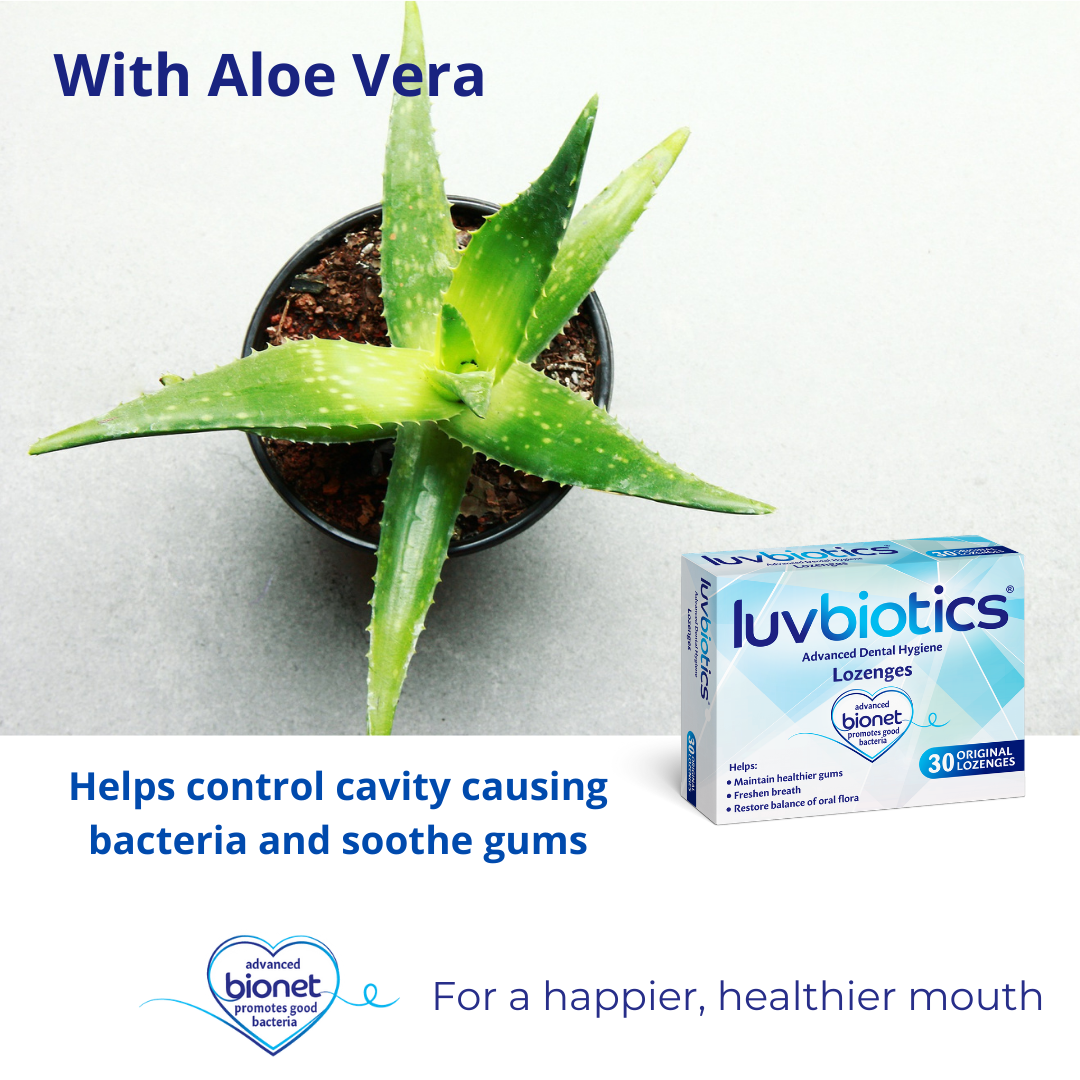 Luv Biotics Original Mint Lozenges with Oral Probiotics, Xylitol & Aloe Vera – 30 Lozenges