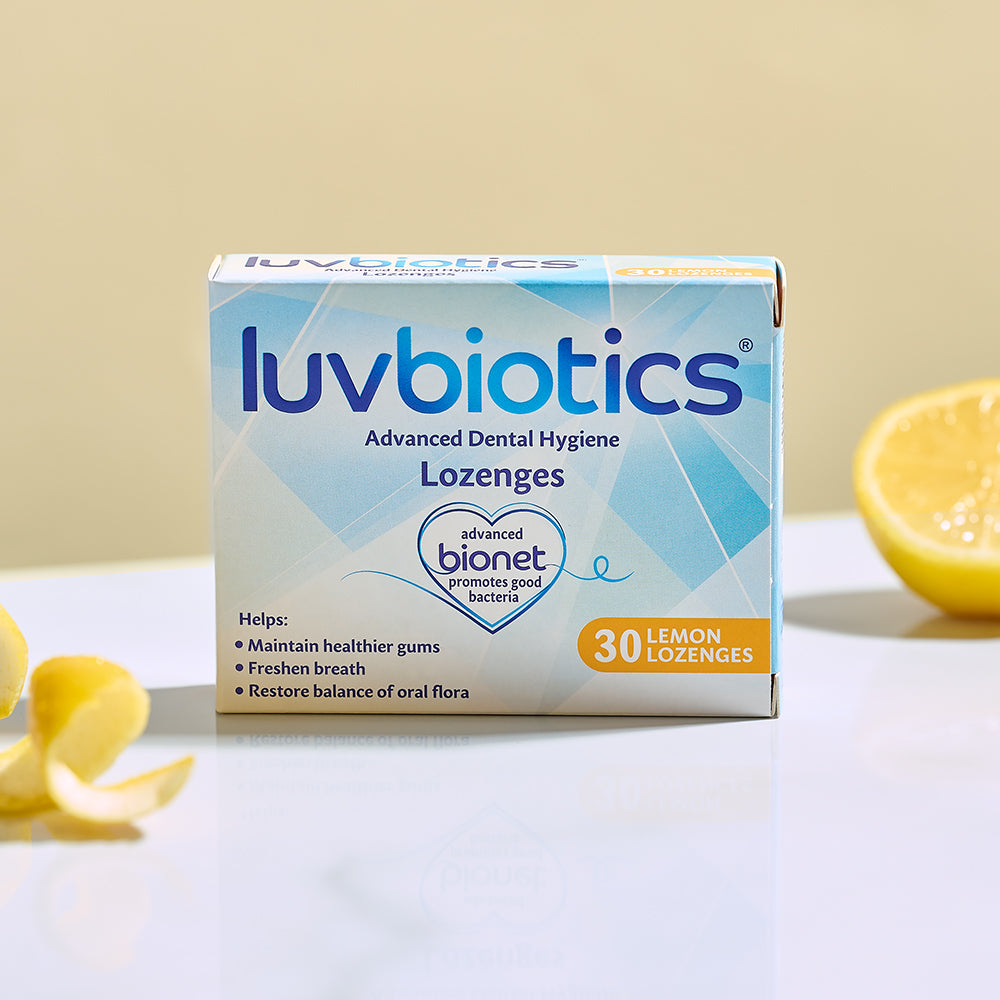 Luv Biotics Lemon Lozenges with Oral Probiotics, Xylitol & Aloe Vera – 3 x 30 Lozenges