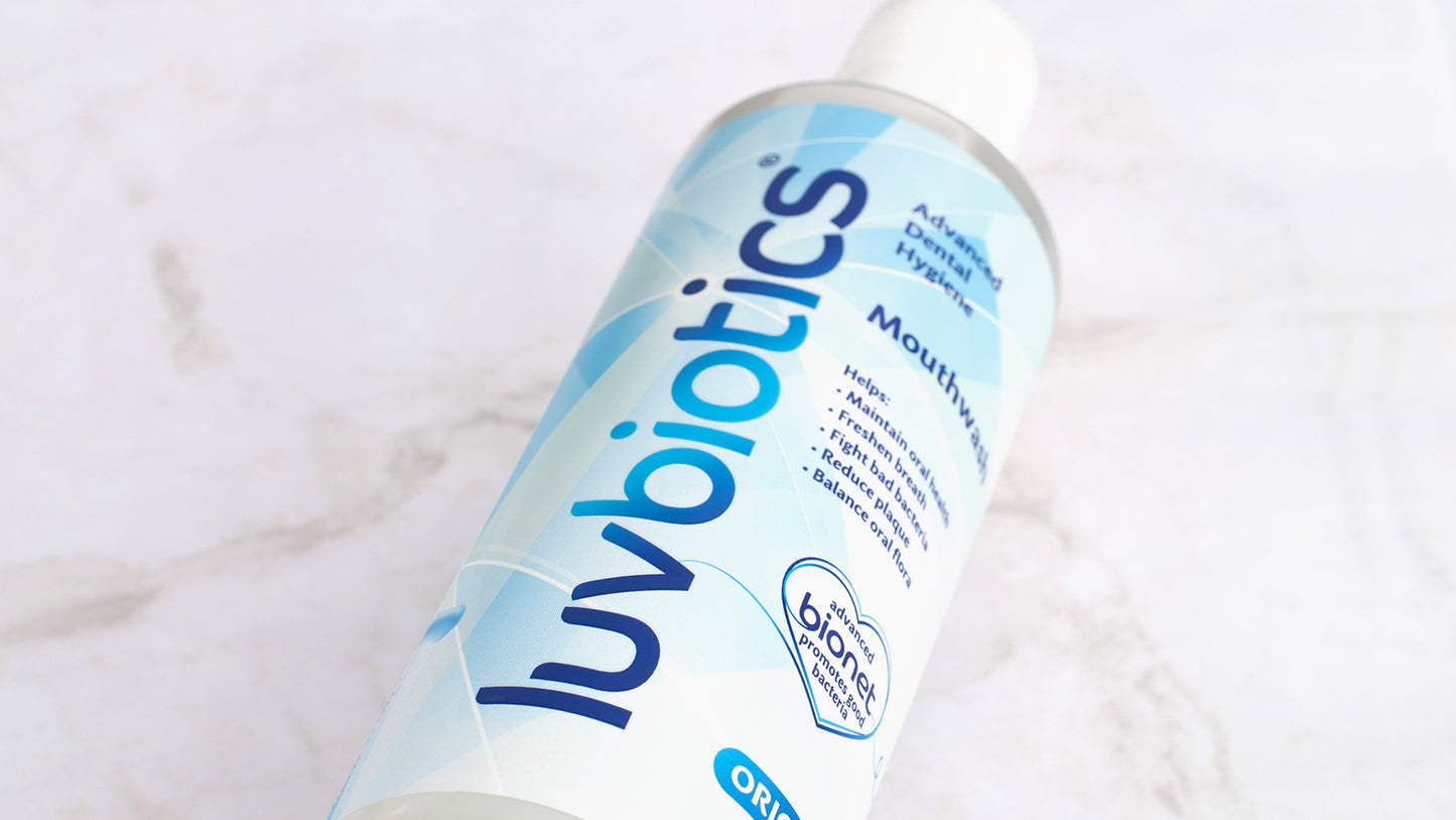 Luv Biotics Original Mouthwash with Oral Probiotics, Xylitol & Aloe Vera - 3 x 500ml