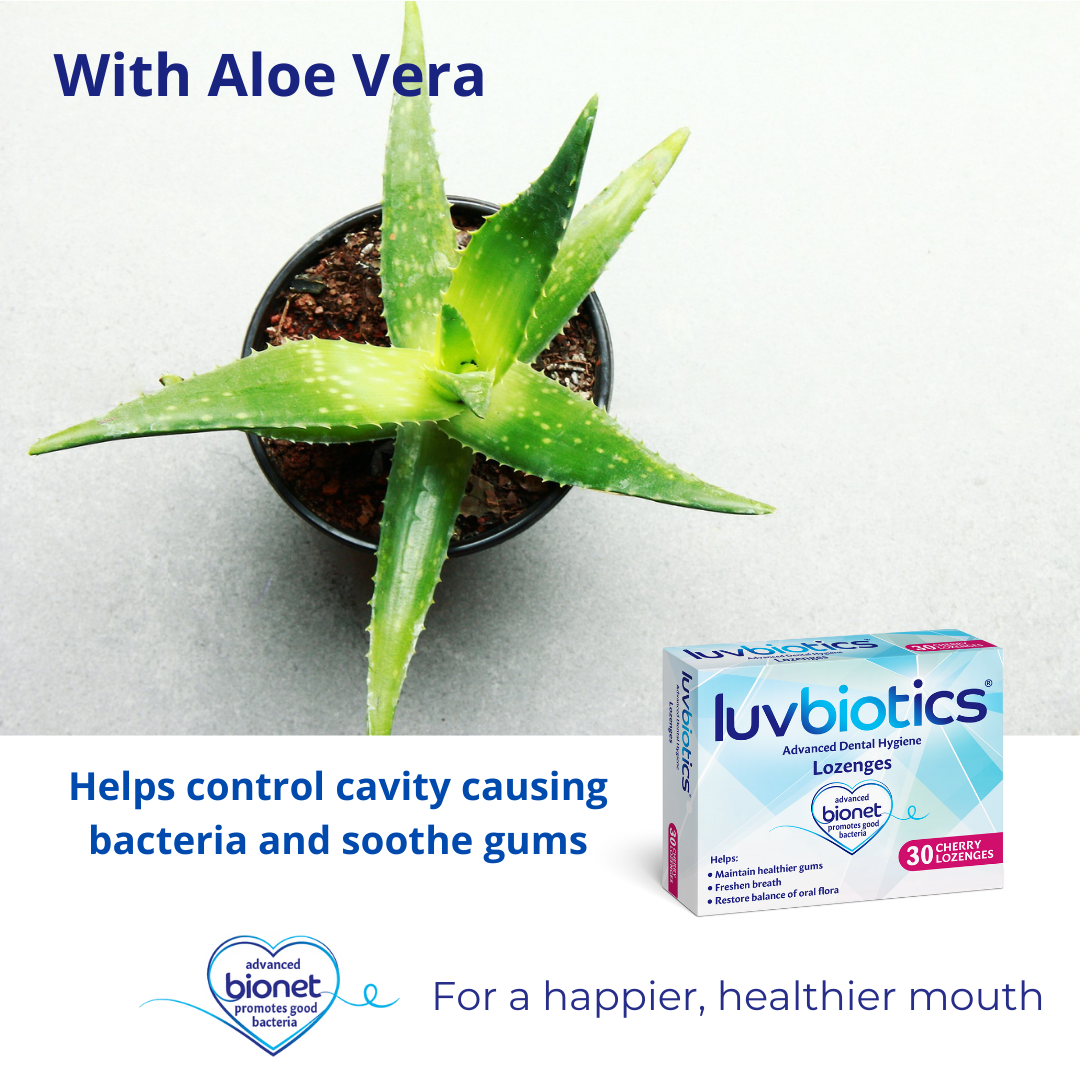 Luv Biotics Cherry Lozenges with Oral Probiotics, Xylitol & Aloe Vera – 30 Lozenges