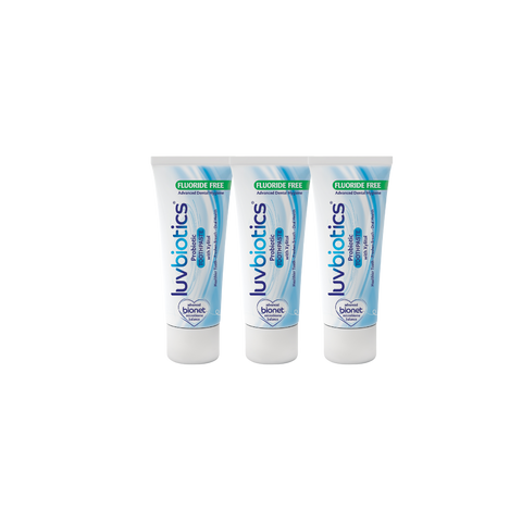 Luv Biotics Fluoride Free Toothpaste with Oral Probiotics, Xylitol & Aloe Vera - 3 x 75ml