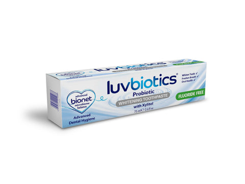 Luv Biotics Fluoride Free Whitening Toothpaste with Oral Probiotics, Xylitol & Aloe Vera - 75ml