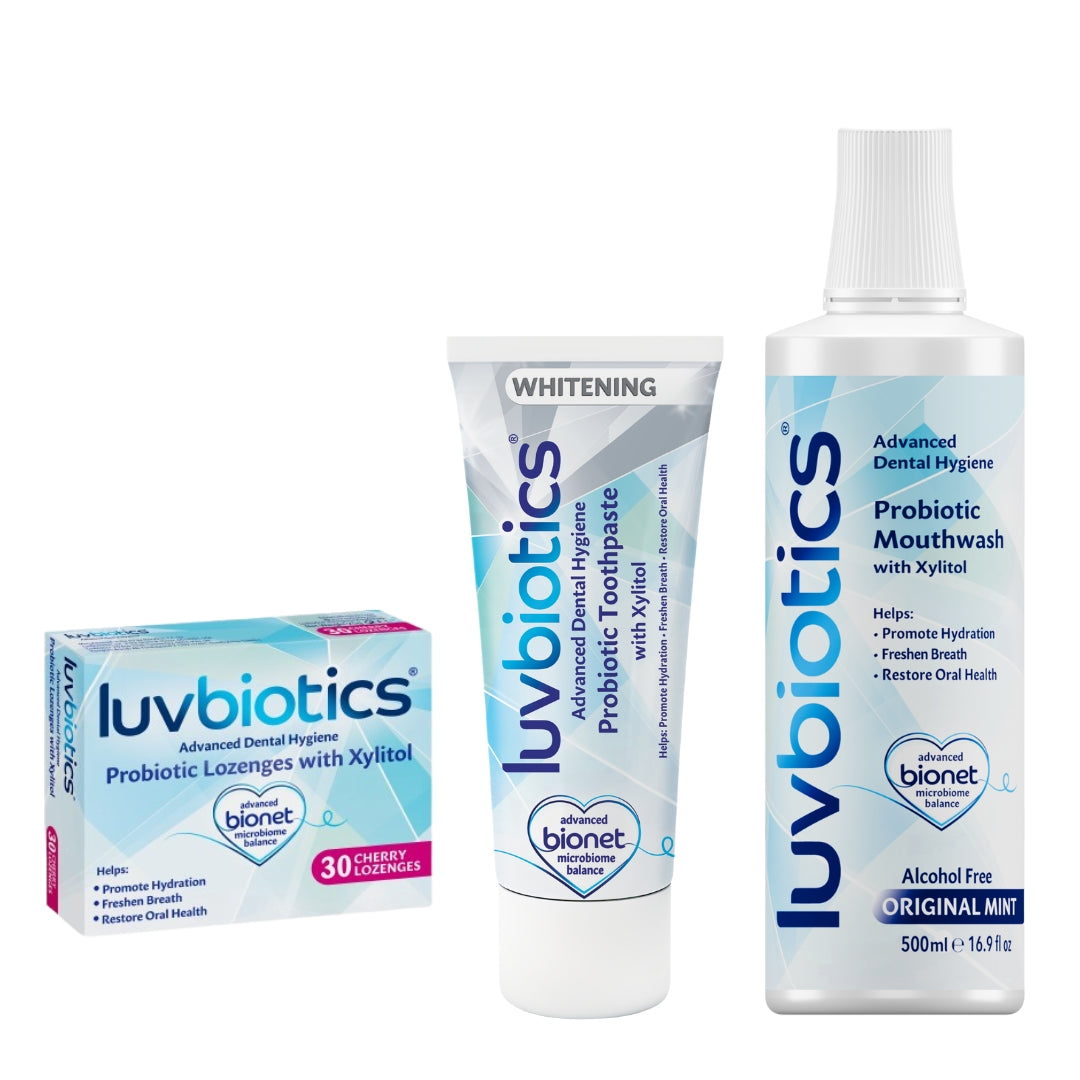 Luvbiotics Advanced Dental Hygiene With Probiotics Whitening Kit with Cherry Lozenges
