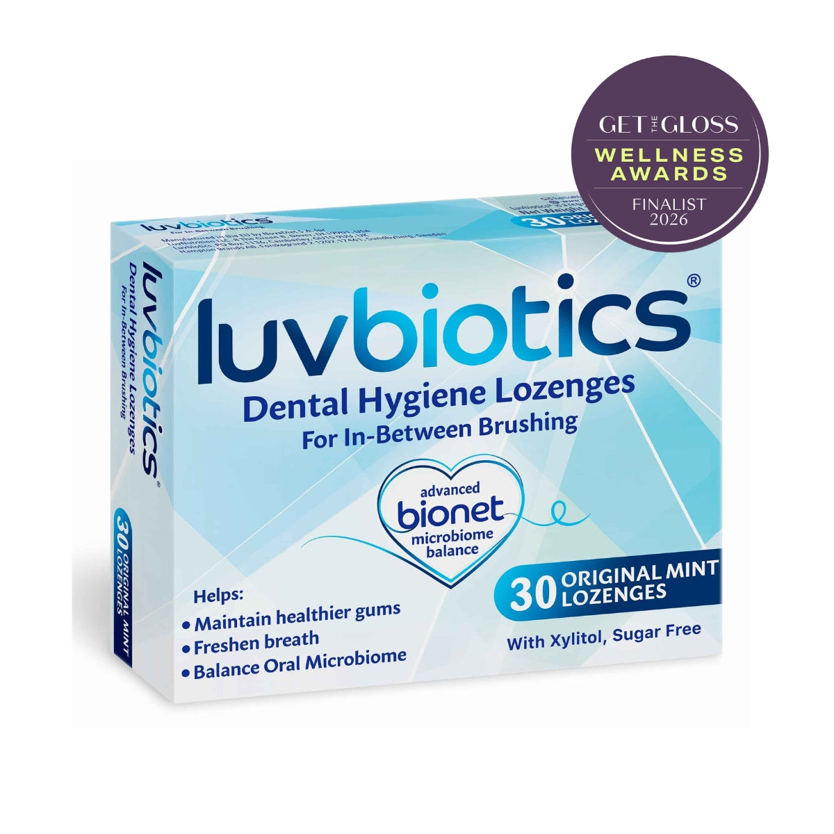 Luv Biotics Original Mint Lozenges with Oral Probiotics, Xylitol & Aloe Vera – 30 Lozenges