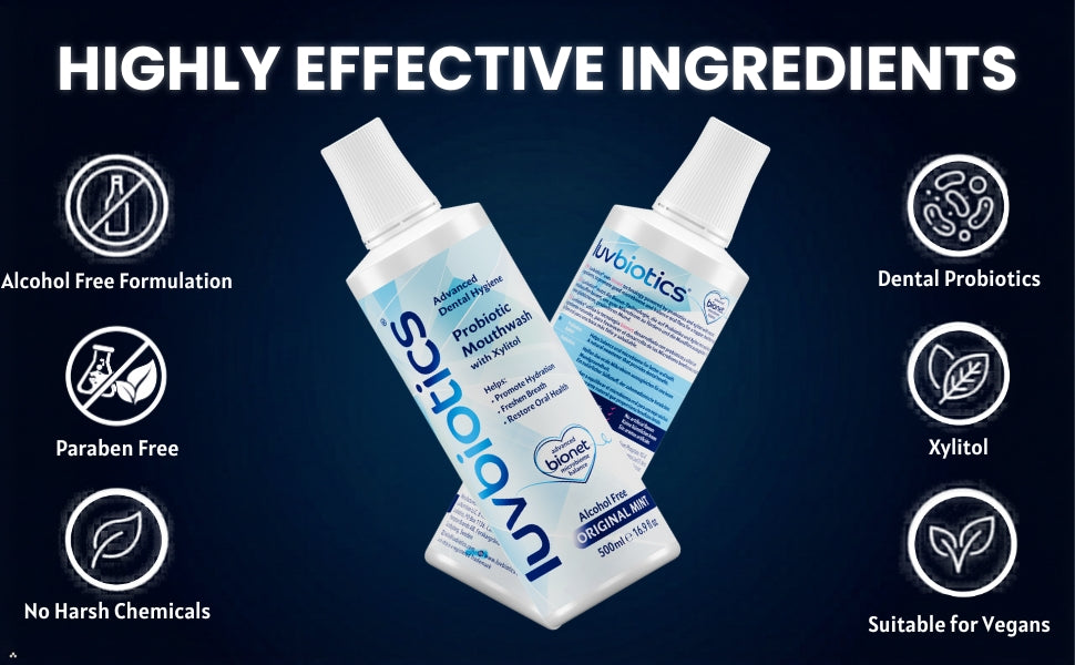 Luv Biotics Original Mouthwash with Oral Probiotics, Xylitol & Aloe Vera - 500ml