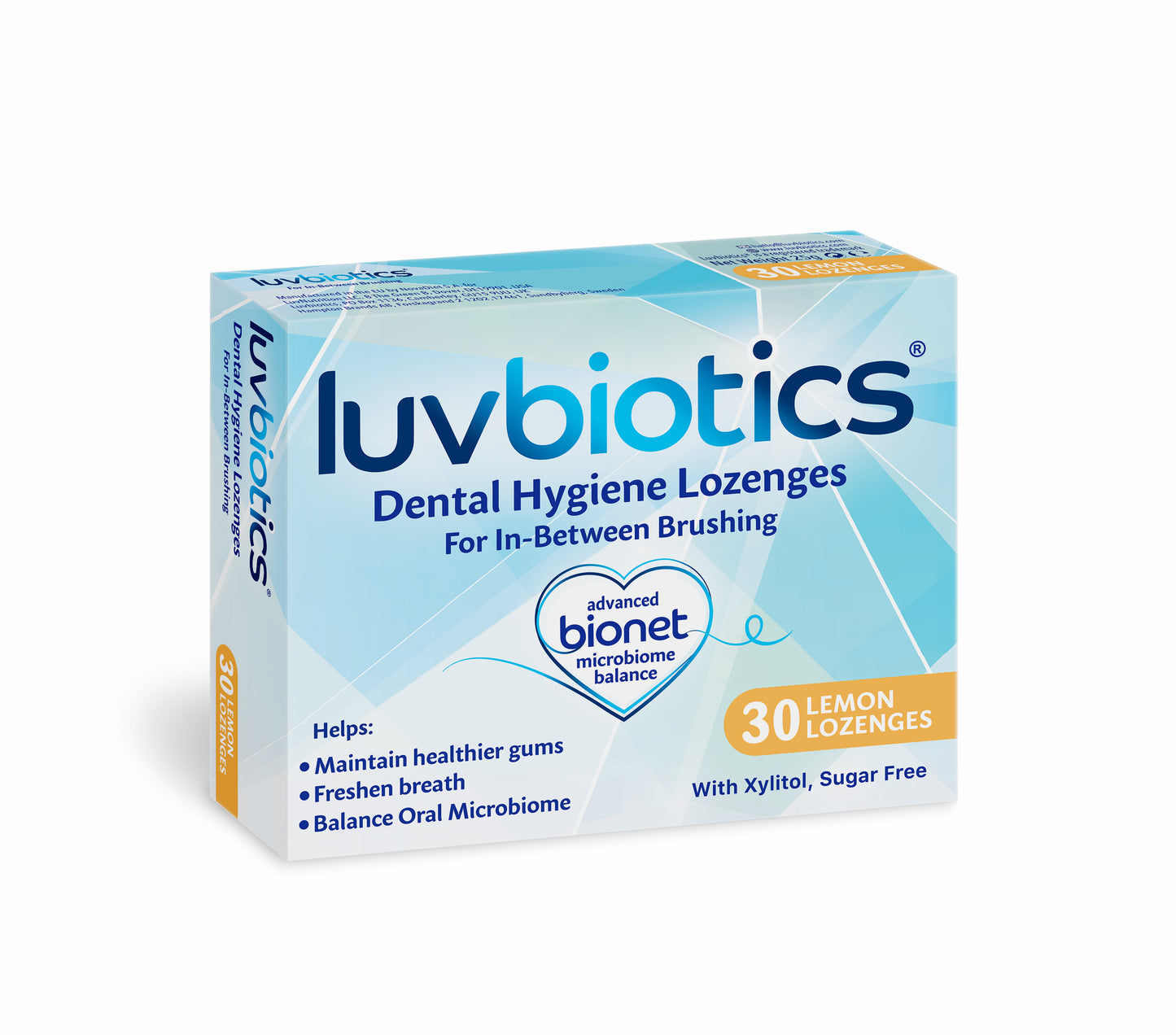 Luv Biotics Lemon Lozenges with Oral Probiotics, Xylitol & Aloe Vera – 30 Lozenges