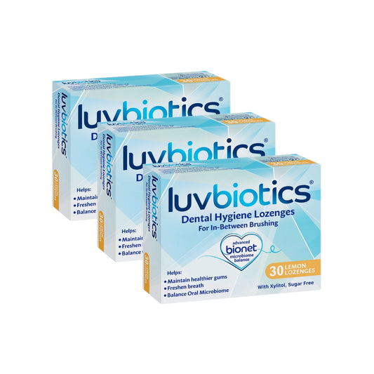 Luv Biotics Lemon Lozenges with Oral Probiotics, Xylitol & Aloe Vera – 3 x 30 Lozenges