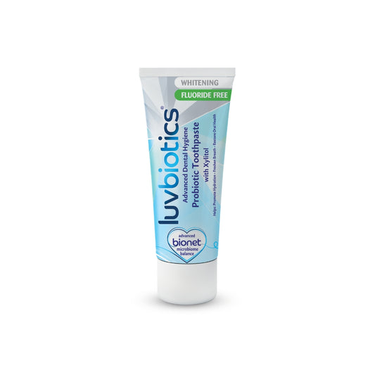 Luv Biotics Fluoride Free Whitening Toothpaste with Oral Probiotics, Xylitol & Aloe Vera – 75ml