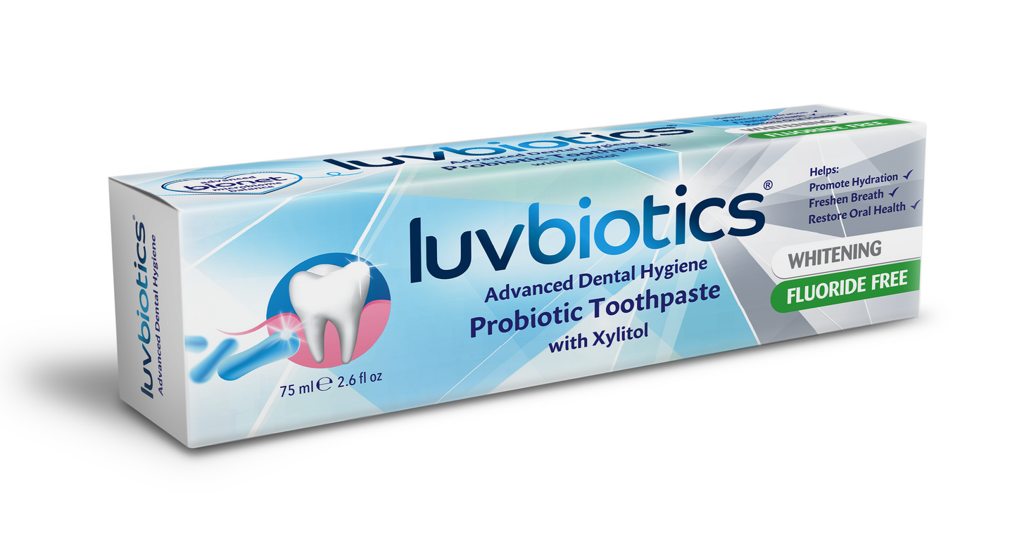 Luv Biotics Fluoride Free Whitening Toothpaste with Oral Probiotics, Xylitol & Aloe Vera - 75ml