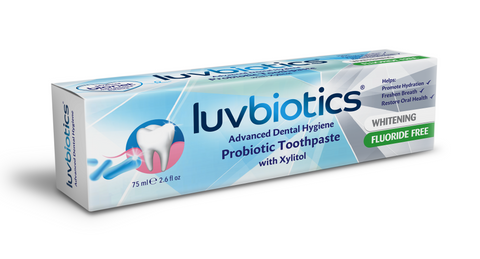 Luv Biotics Fluoride Free Whitening Toothpaste with Oral Probiotics, Xylitol & Aloe Vera - 75ml