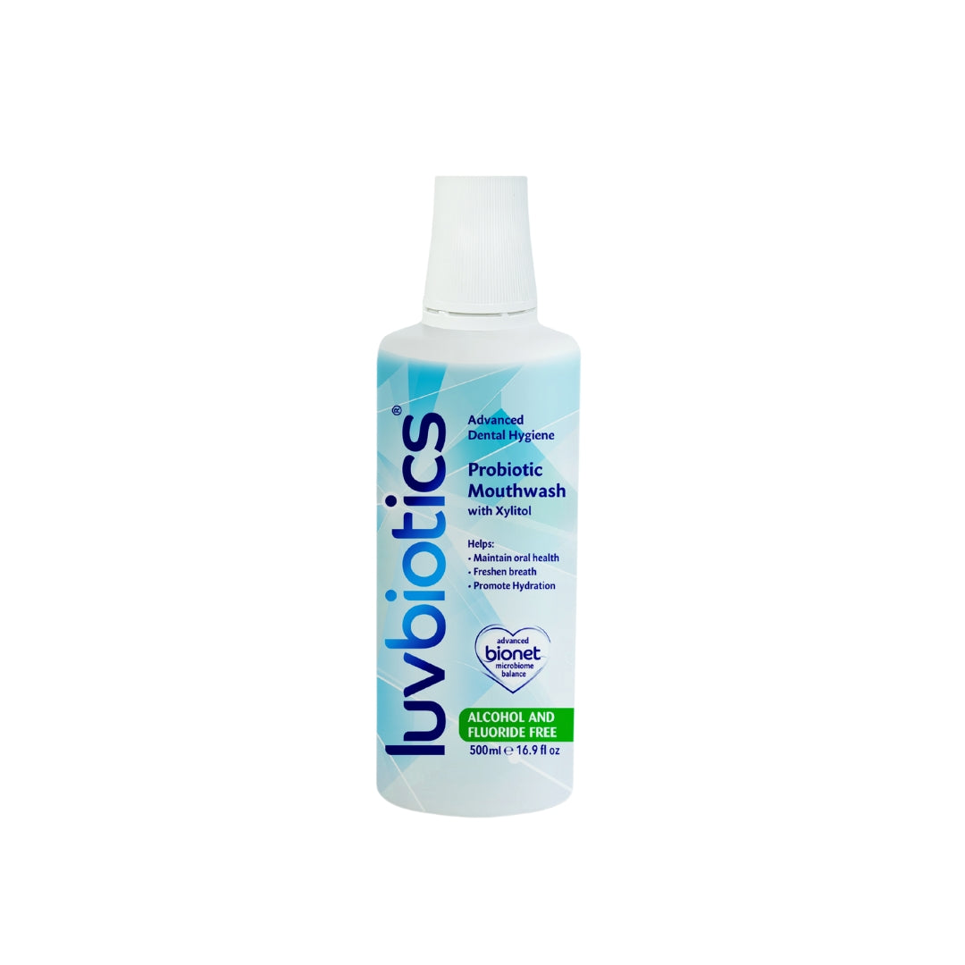 Luv Biotics Alcohol & Fluoride Free Mouthwash with Oral Probiotics, Xylitol & Aloe Vera – 500 ml