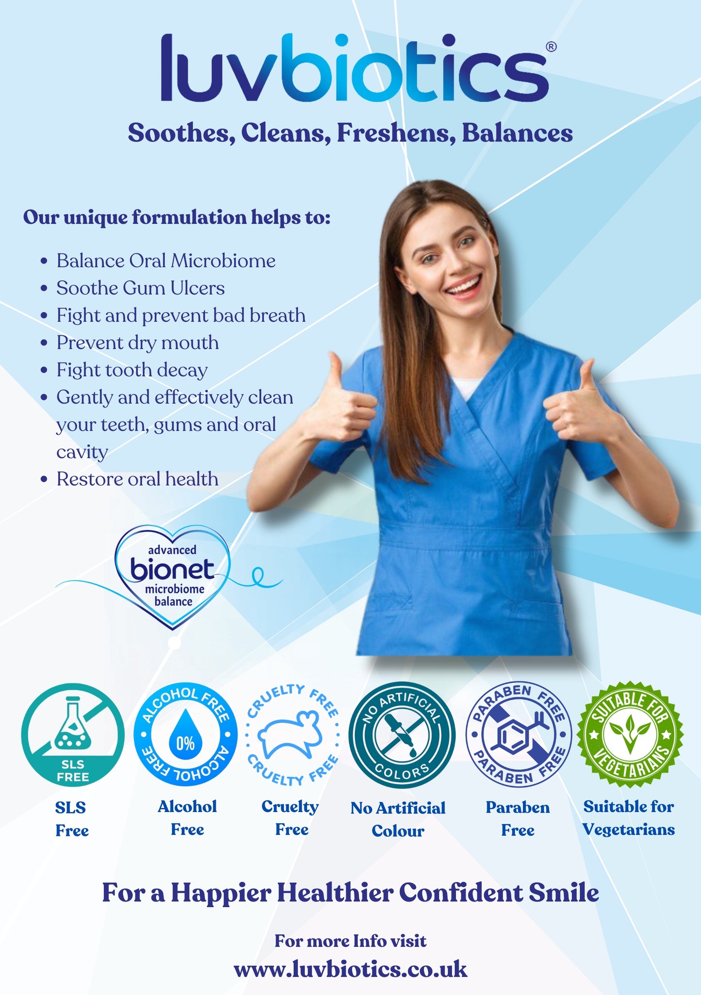 Luvbiotics Advanced Dental Hygiene With Probiotics Whitening Toothpaste and Mouthwash Kit