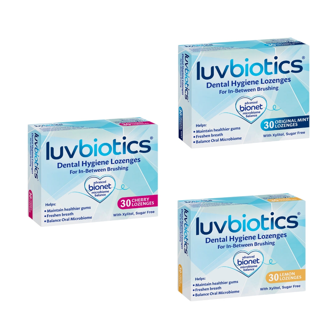 LUVBIOTICS Original, Cherry & Lemon Flavour Lozenges (each Flavour pack of 30')