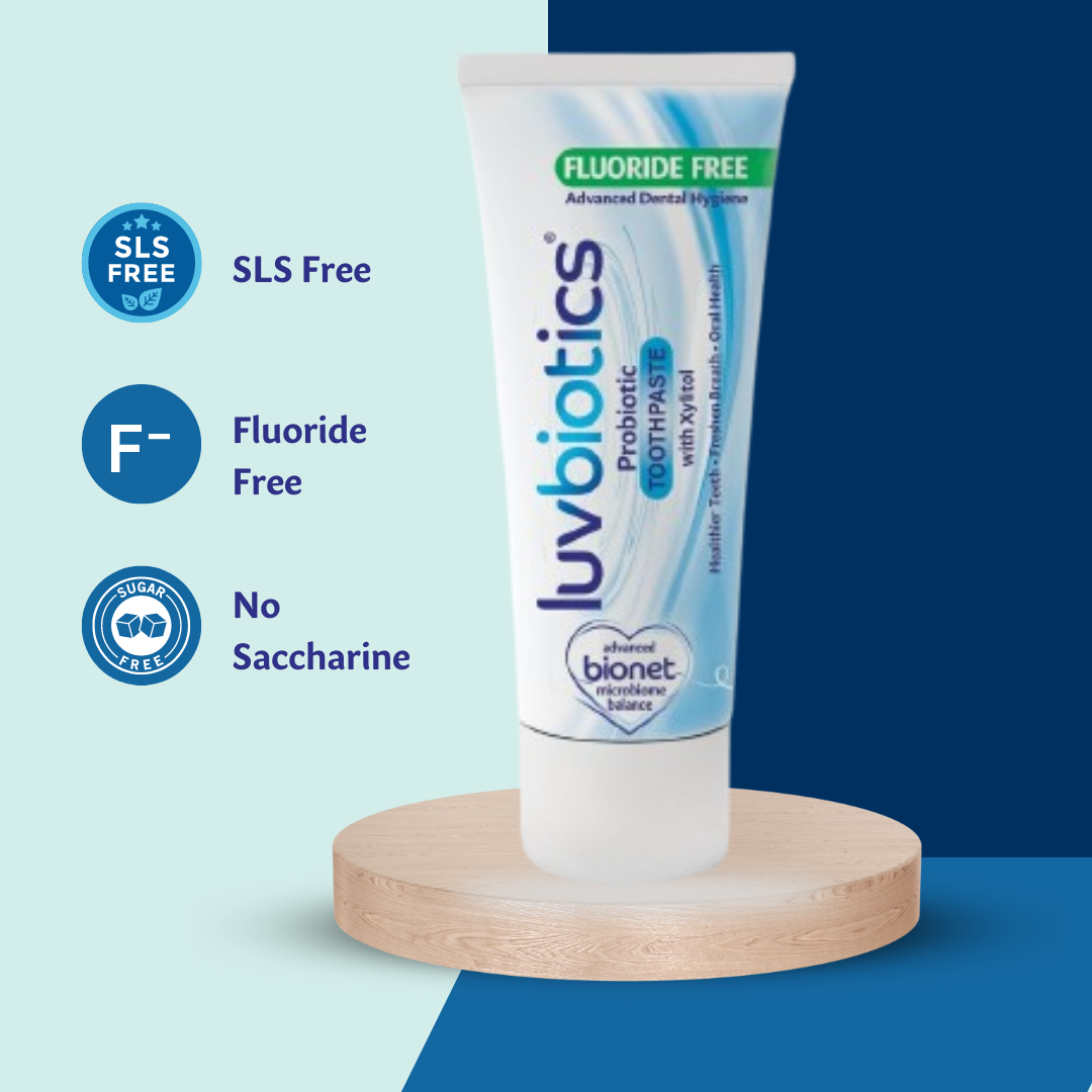 Luv Biotics Fluoride Free Toothpaste with Oral Probiotics, Xylitol & Aloe Vera - 3 x 75ml