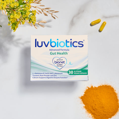 Luvbiotics Gut Health Supplements with Probiotics - 30 Vegan Capsules