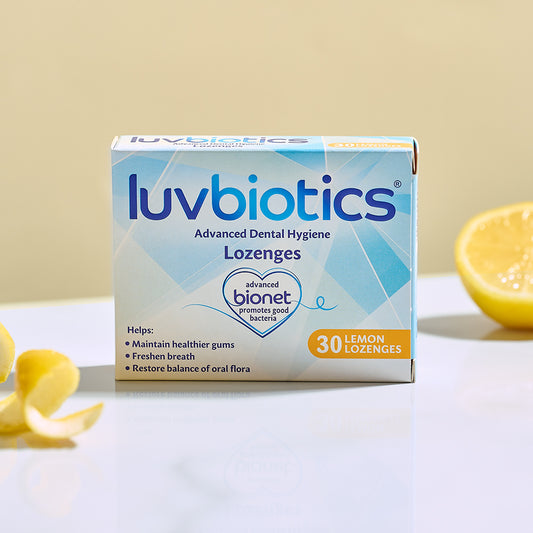 Luv Biotics Lemon Lozenges with Oral Probiotics, Xylitol & Aloe Vera - 3 x 30 Lozenges