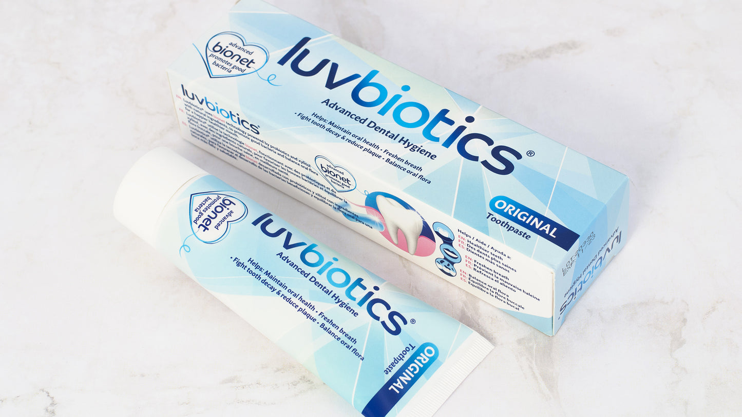 Luv Biotics Original Toothpaste with Oral Probiotics, Xylitol & Aloe Vera – 3 x 75ml