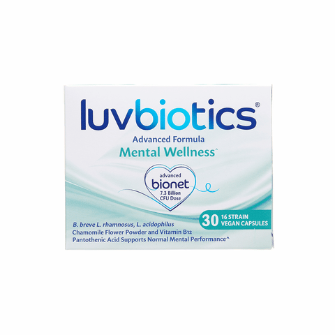 Luvbiotics Mental Wellness Supplements with Probiotics - 30 Vegan Capsules