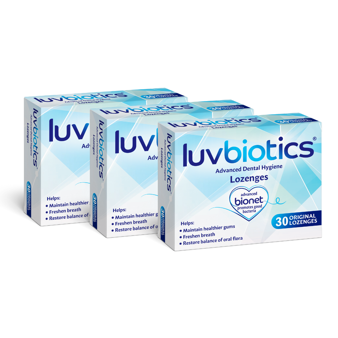 Luv Biotics Original Mint Lozenges with Oral Probiotics, Xylitol & Aloe Vera - 3 x 30 Lozenges