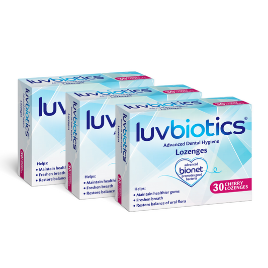 Luv Biotics Cherry Lozenges with Oral Probiotics, Xylitol & Aloe Vera - 3 x 30 Lozenges