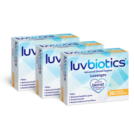 Luv Biotics Lemon Lozenges with Oral Probiotics, Xylitol & Aloe Vera - 3 x 30 Lozenges