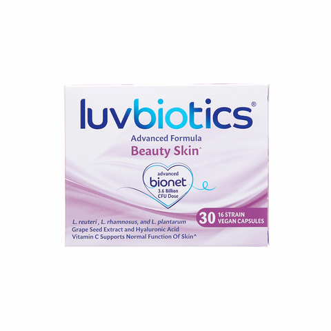 Luvbiotics Beauty Skin Supplements with Probiotics - 30 Vegan Capsules