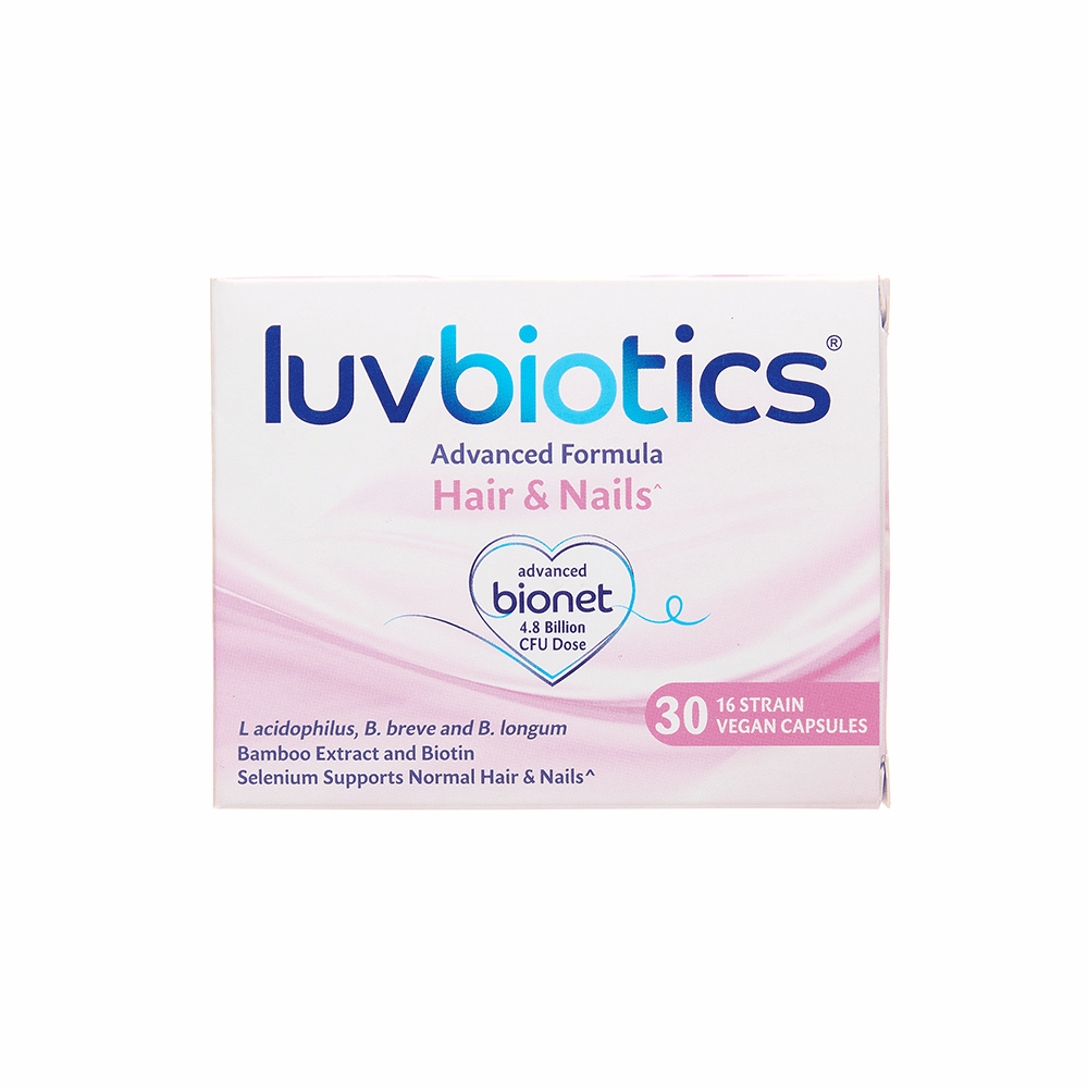 Luvbiotics Hair and Nails Supplements with Probiotics – 30 Vegan Capsules