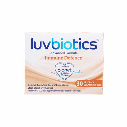 Luvbiotics Immune Defence Supplements with Probiotics - 30 Vegan Capsules