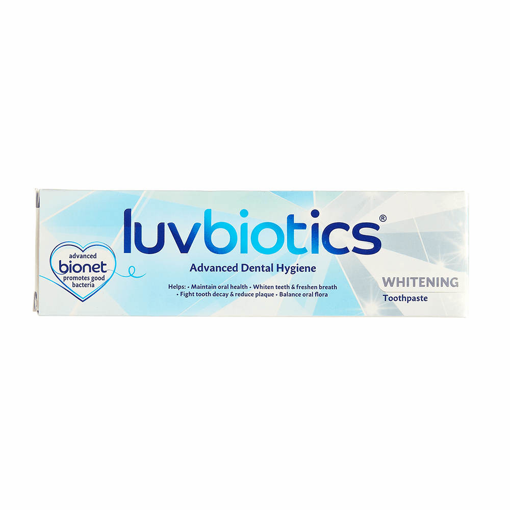 Luv Biotics Whitening Toothpaste with Oral Probiotics, Xylitol, & Aloe Vera – 75ml