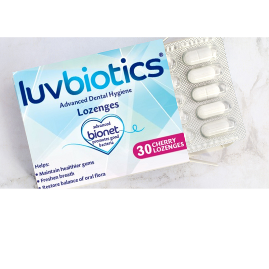 Luv Biotics Cherry Lozenges with Oral Probiotics, Xylitol & Aloe Vera – 30 Lozenges