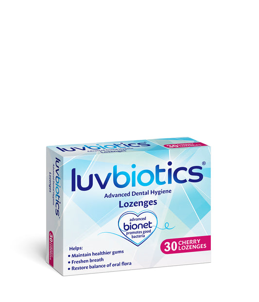 Luv Biotics Cherry Lozenges with Oral Probiotics, Xylitol & Aloe Vera – 30 Lozenges