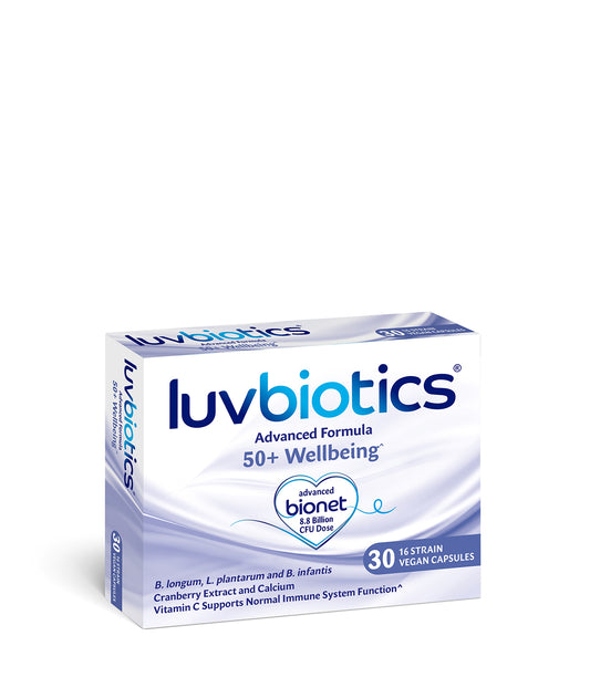 Luvbiotics 50+ Wellbeing Supplements with Probiotics – 30 Vegan Capsules