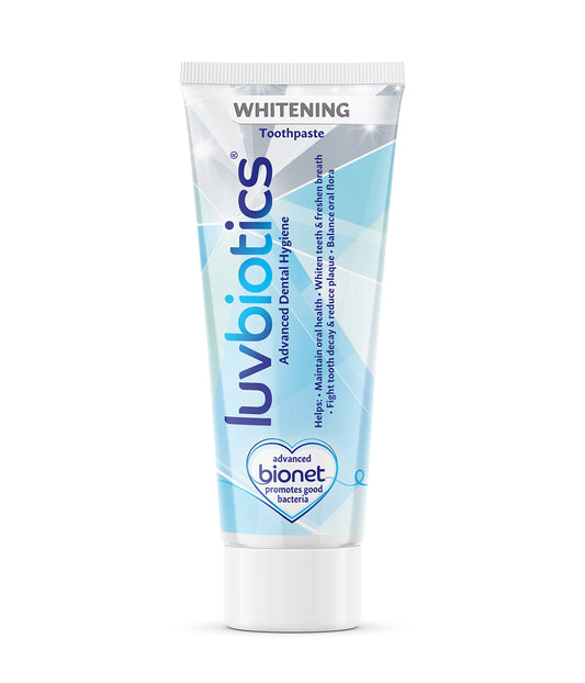 Luv Biotics Whitening Toothpaste with Oral Probiotics, Xylitol, & Aloe Vera – 75ml